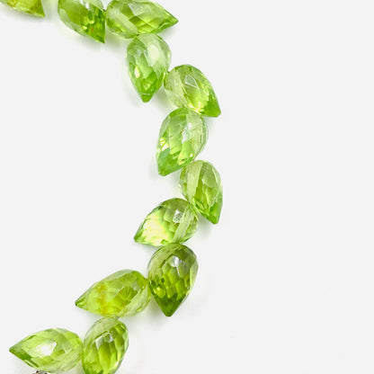 30 Pcs Natural Peridot Faceted Pear Briolette Beads | 5.5x8mm Gemstone Drops