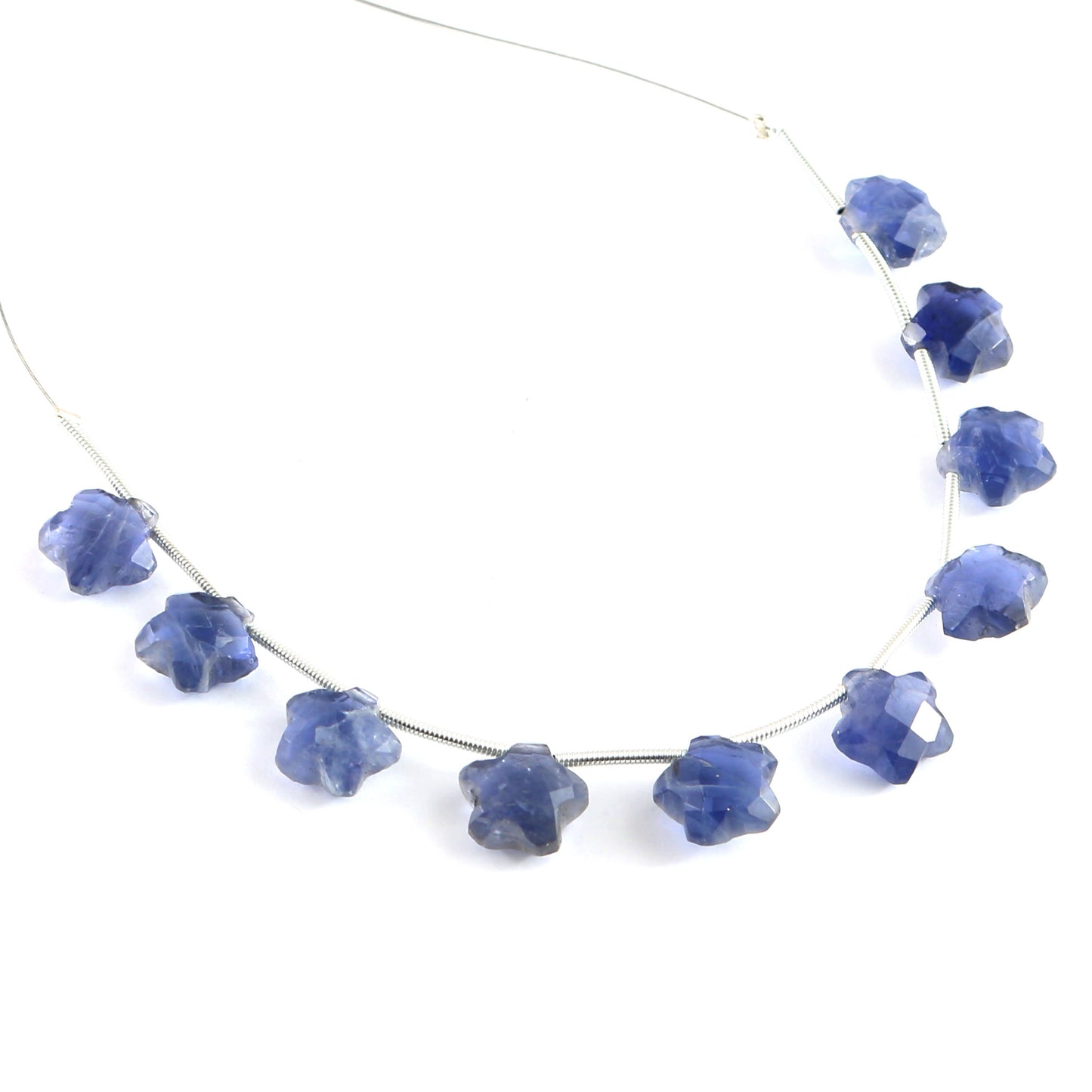 Natural Iolite Star Gemstone Beads –  Faceted Carved Briolette for Jewelry Making