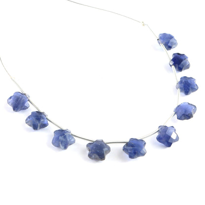 Natural Iolite Star Gemstone Beads –  Faceted Carved Briolette for Jewelry Making