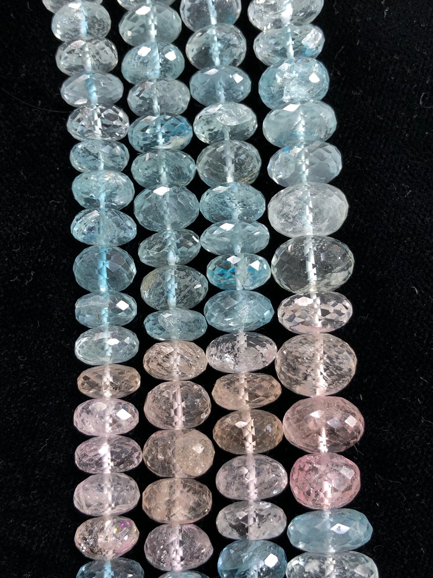 Natural Multi Aquamarine 9mm–11mm Faceted Rondelle Gemstone Beads