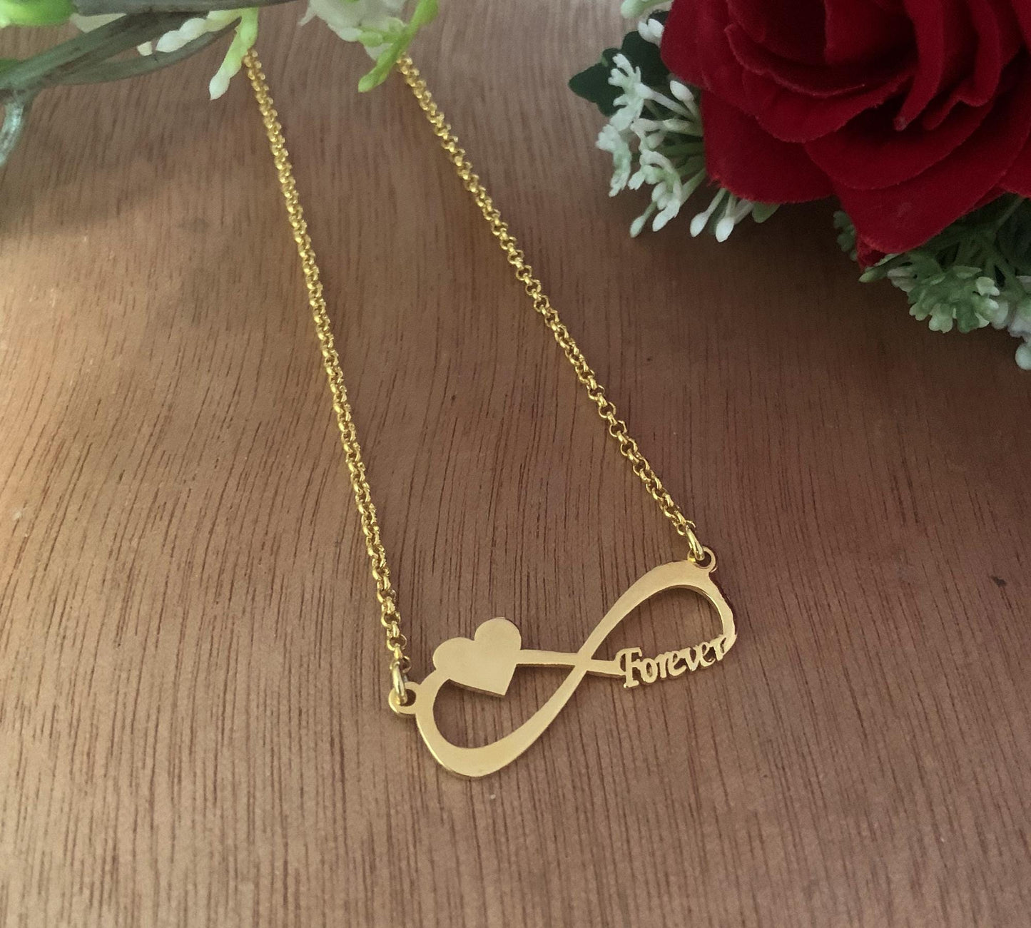 Personalized Infinity Heart Necklace - 925 Sterling Silver
