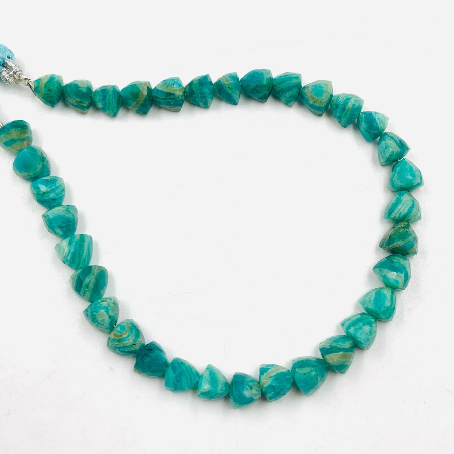 Natural Amazonite Faceted Briolette Trillion Shape gemstone beads, Straight Drilled, 8 Inches Strand, Size 6mm BBI948