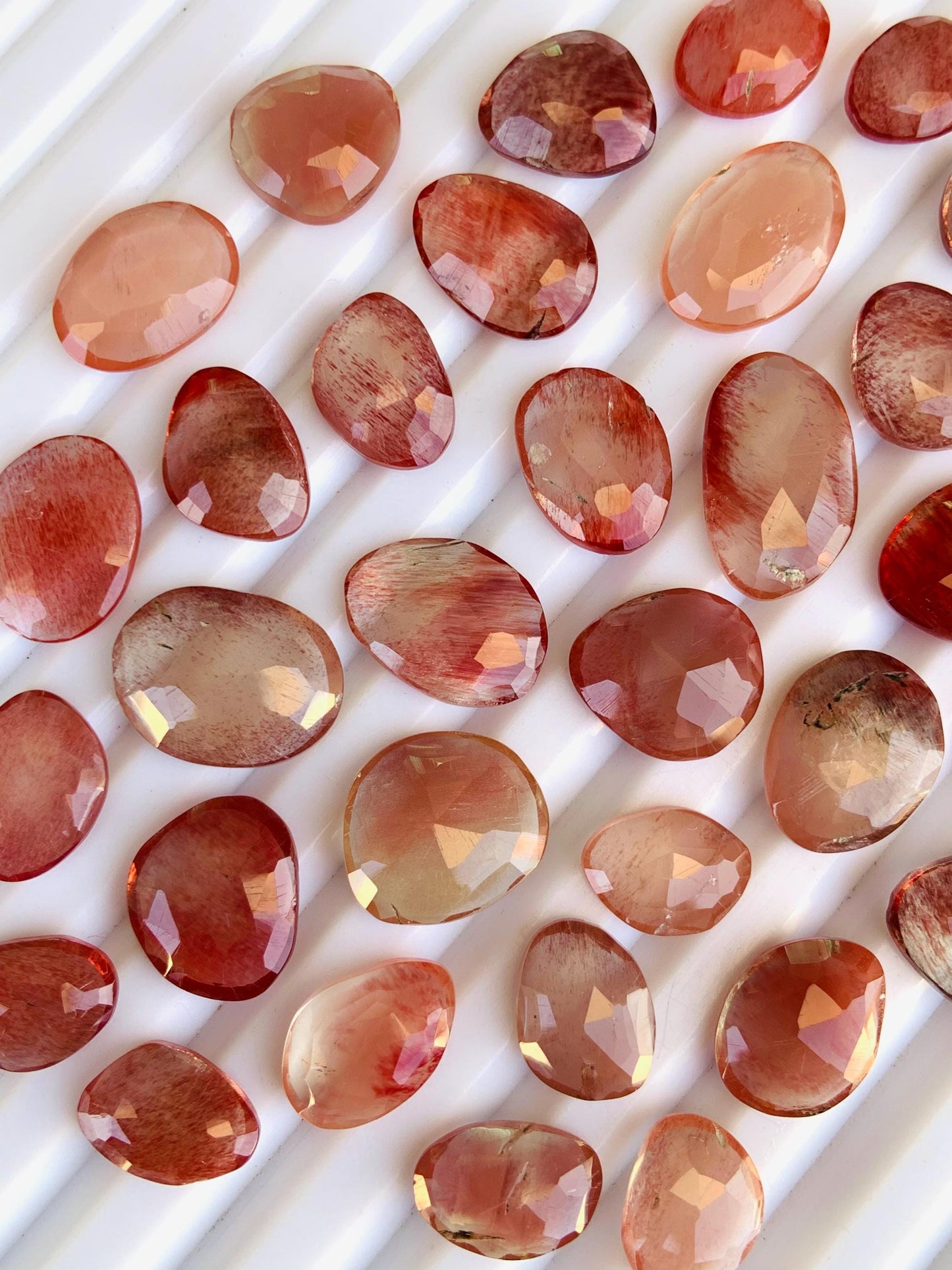Natural Andesine Labradorite Rose Cut Slices Cabochons, Faceted Rose Cut Flat Back Loose Gemstone, Andesine Labradorite Gemstone Slices Cut