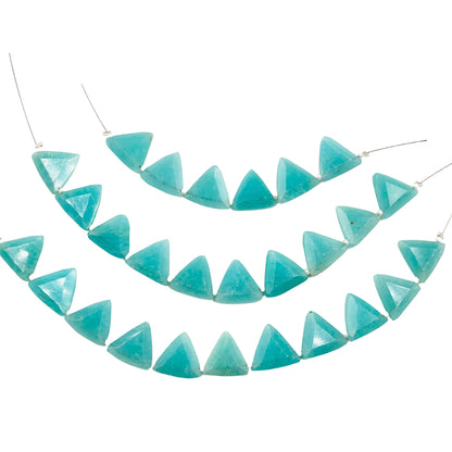 10 Pieces Natural Amazonite Faceted Triangle Shape Gemstone Briolette , Amazonite Faceted Fancy Shape Briolette, SKU- BBI930