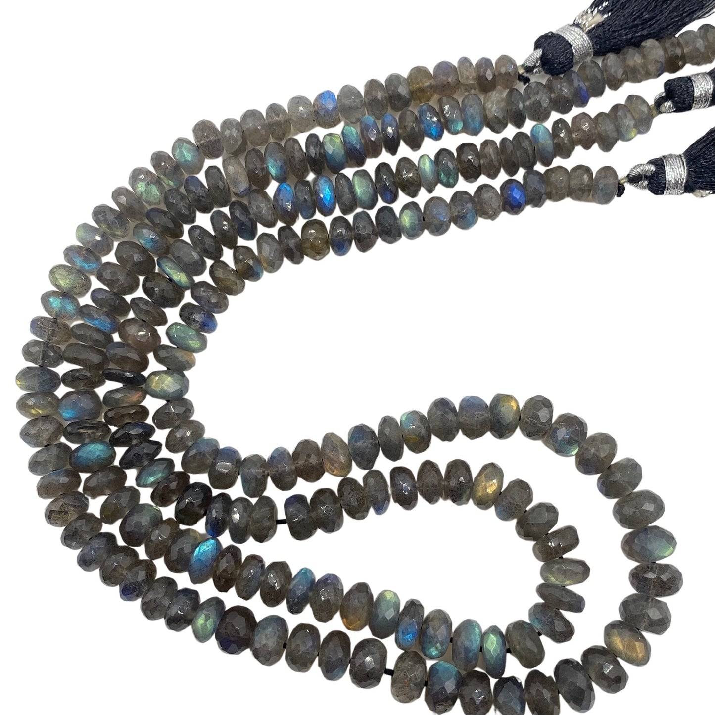 AAA Labradorite Rondelle Beads – Faceted Blue Flash Natural Gemstone Strand (16 Inch)