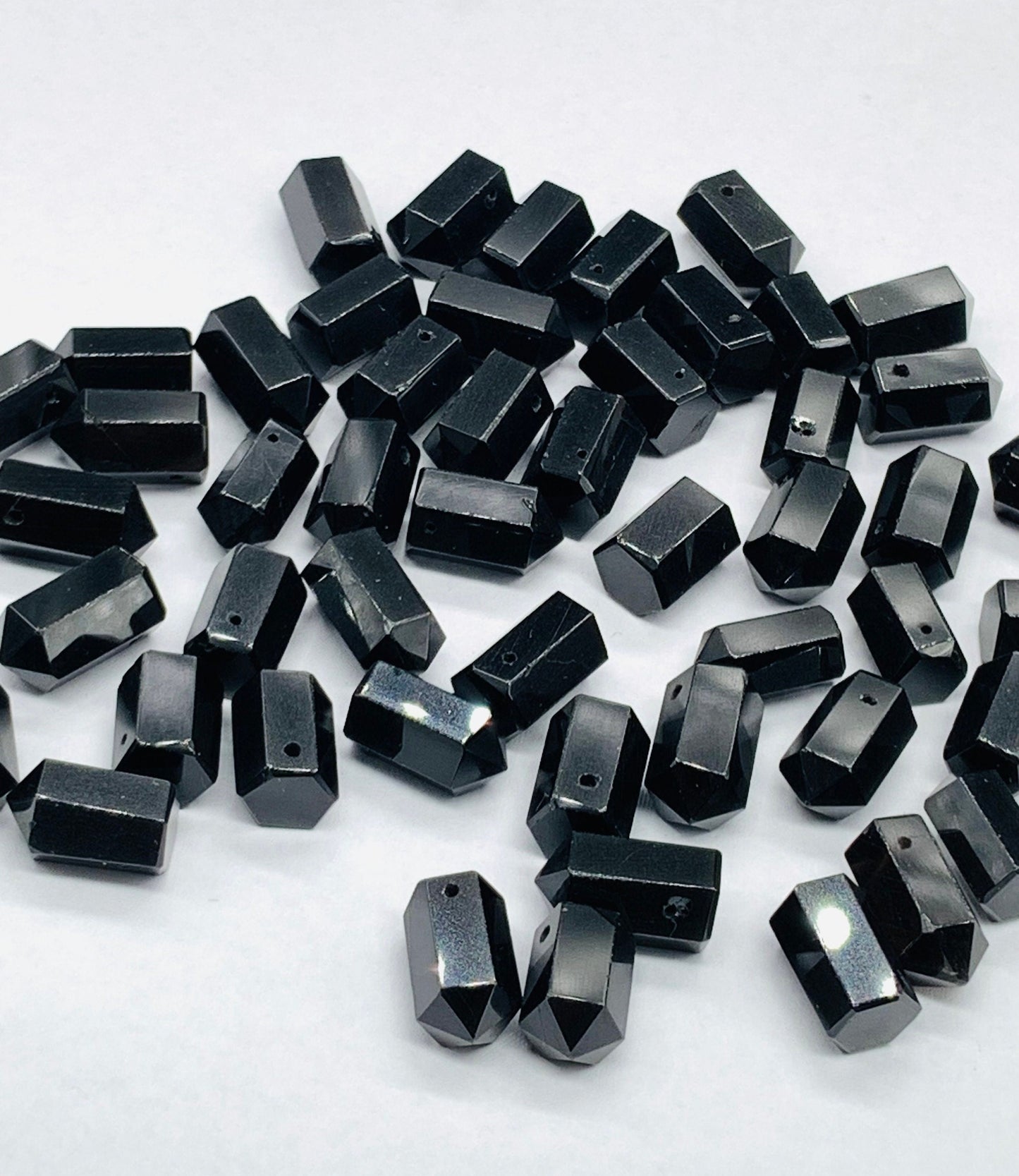 10 Pcs Black Onyx & Faceted Amethyst Beads 6x12mm | Natural Gemstone Necklace