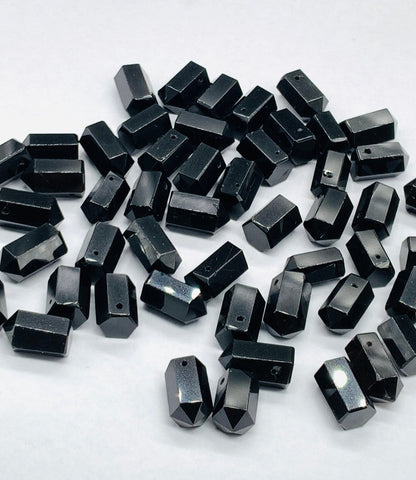 10 Pcs Black Onyx & Faceted Amethyst Beads 6x12mm | Natural Gemstone Necklace