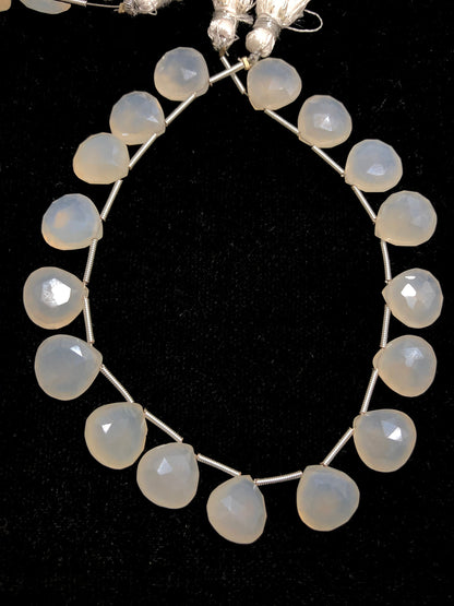 Heart Faceted White Moonstone Necklace, 11mm Gemstone Beads