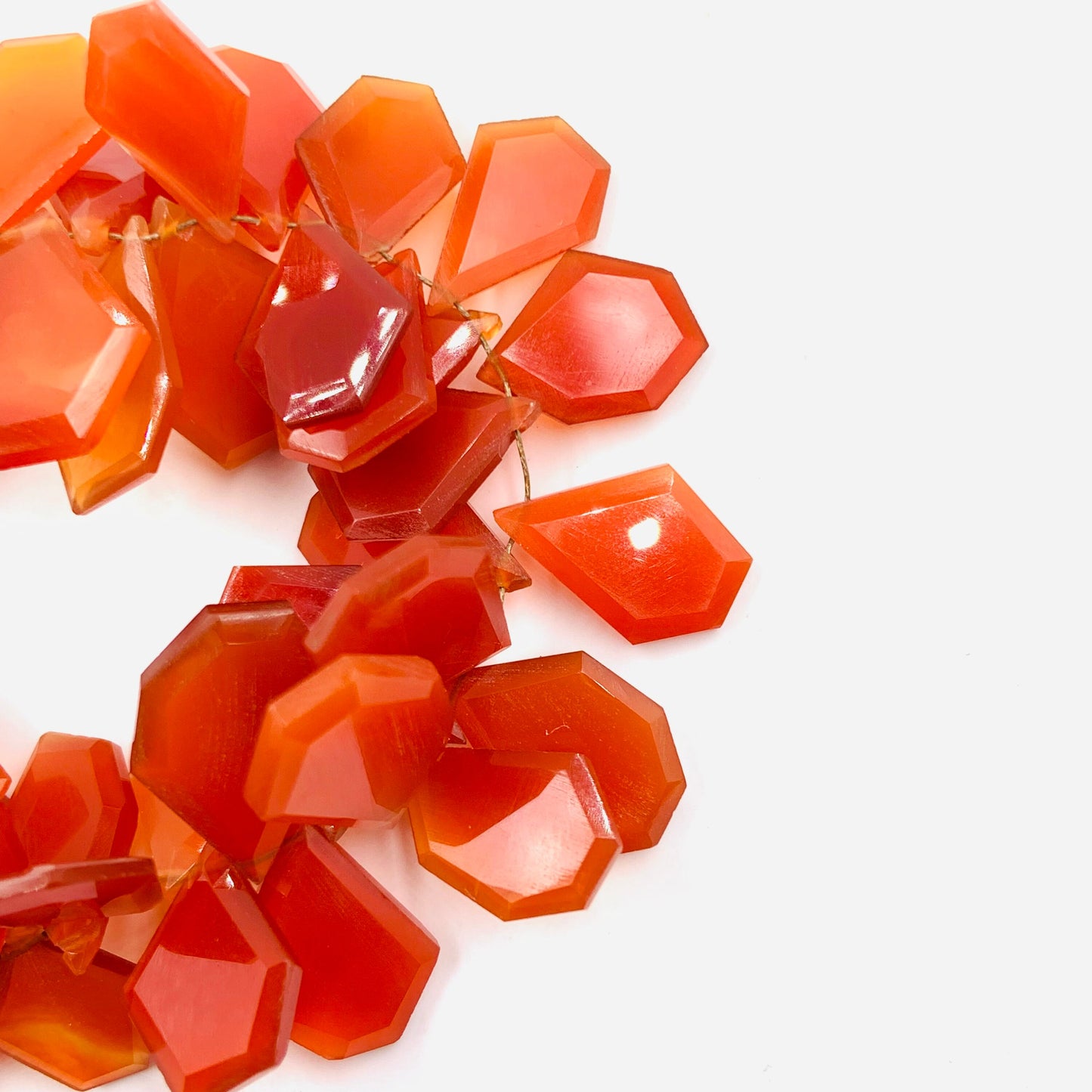 Faceted Carnelian Nugget Beads Fancy Slice Cut Side Drilled Gemstone Beads