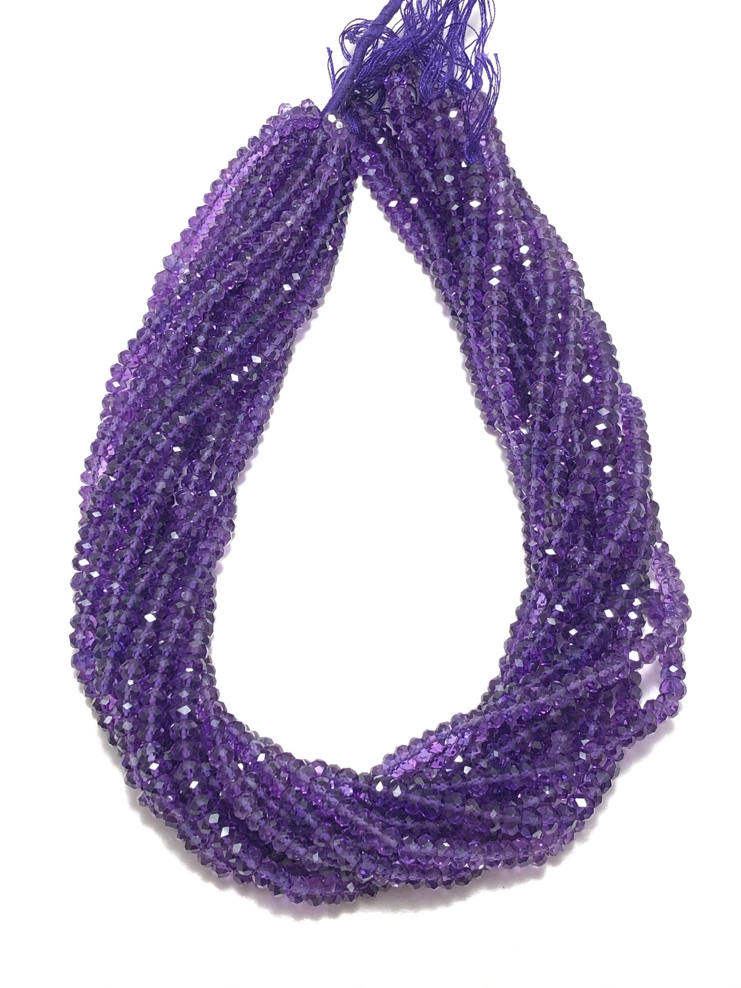 Natural Amethyst Faceted Rondelle Gemstone Beads 13" Strand