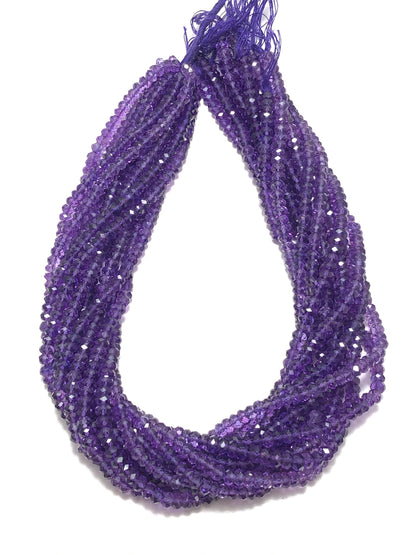 Natural Amethyst Faceted Rondelle Gemstone Beads 13" Strand