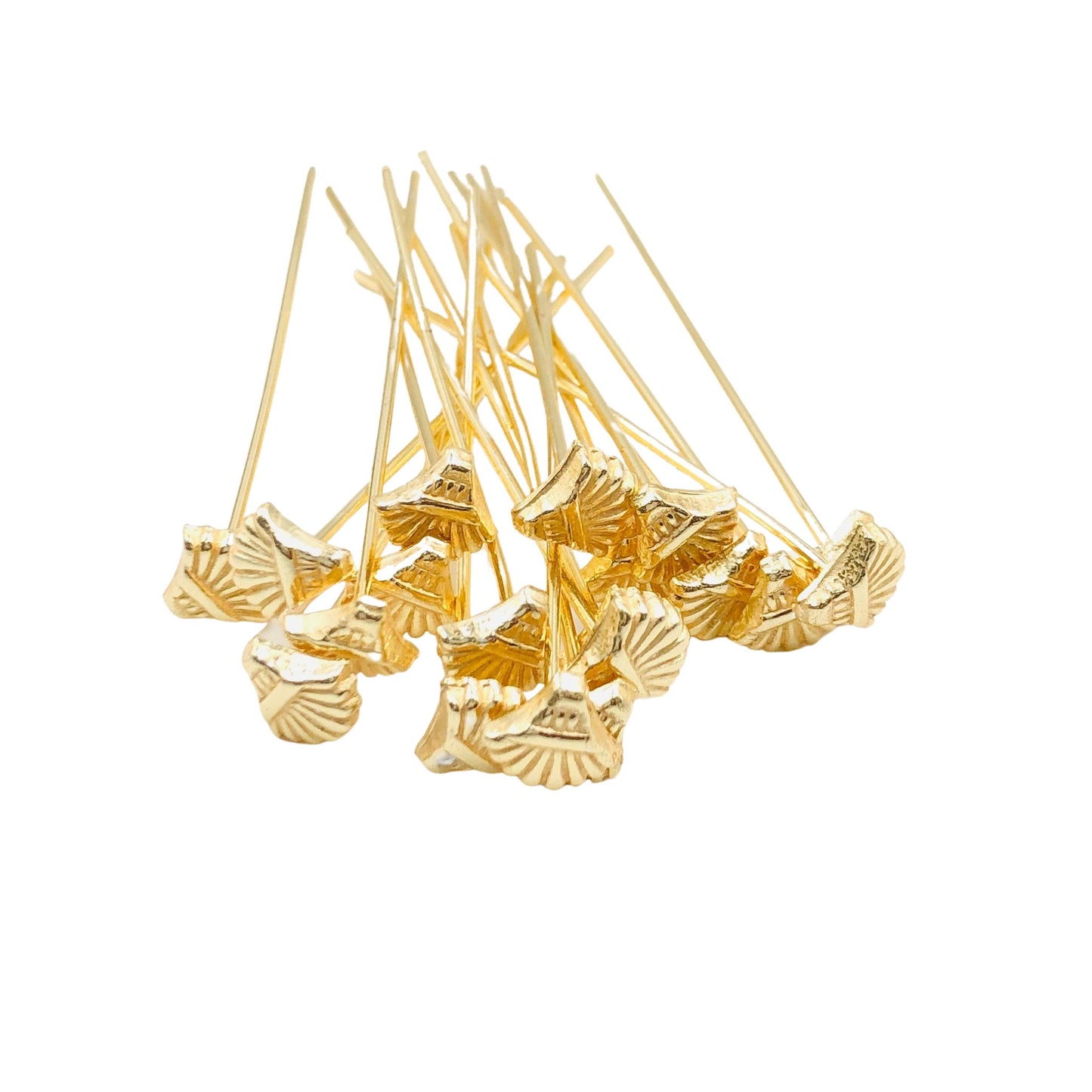 Gold-Plated Flower Headpins – 50 PCS 52mm Decorative Jewelry Findings