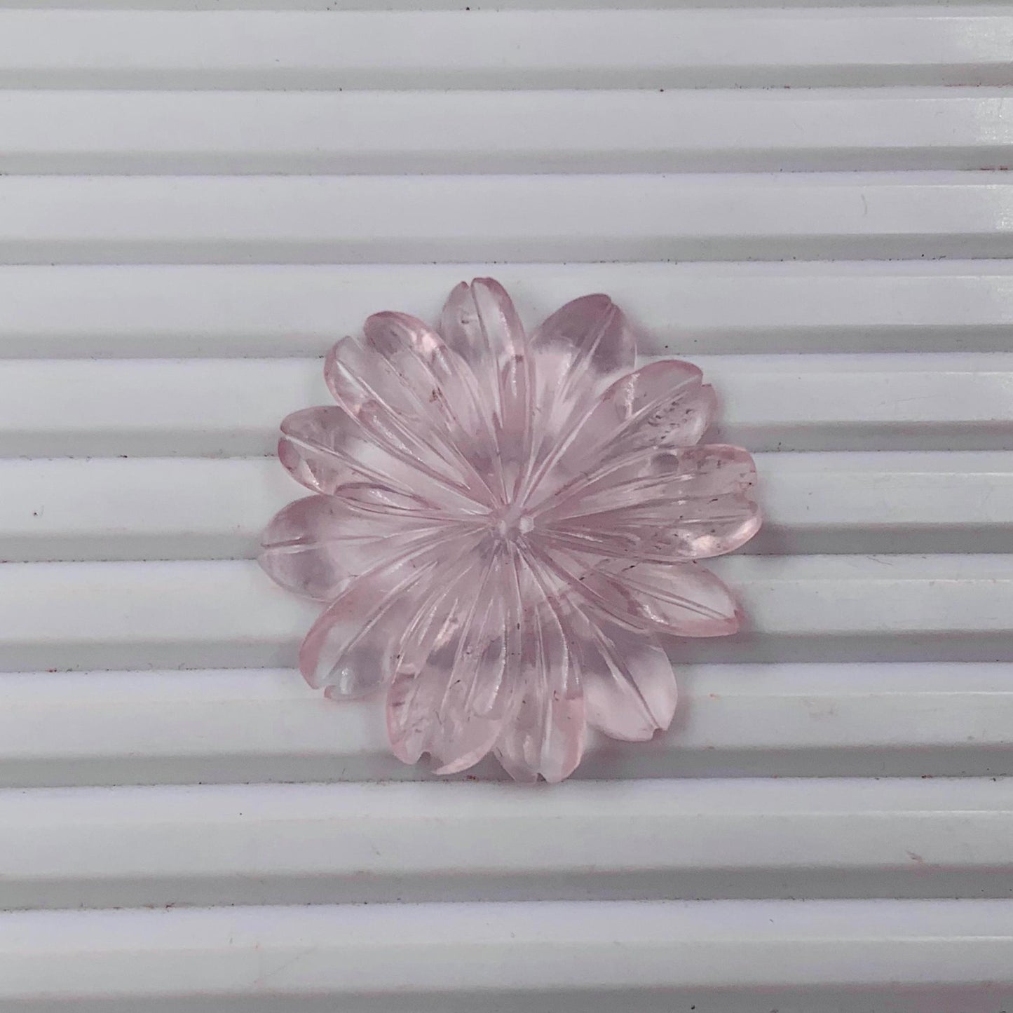 Natural Rose Quartz Hand Carved Flower Briolette Bead 33x33x4mm