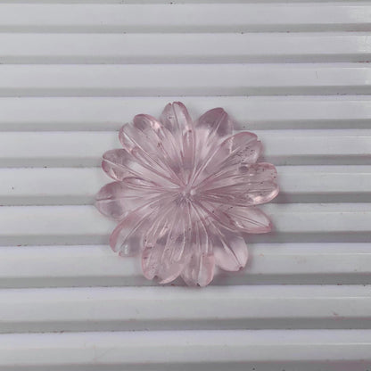 Natural Rose Quartz Hand Carved Flower Briolette Bead 33x33x4mm
