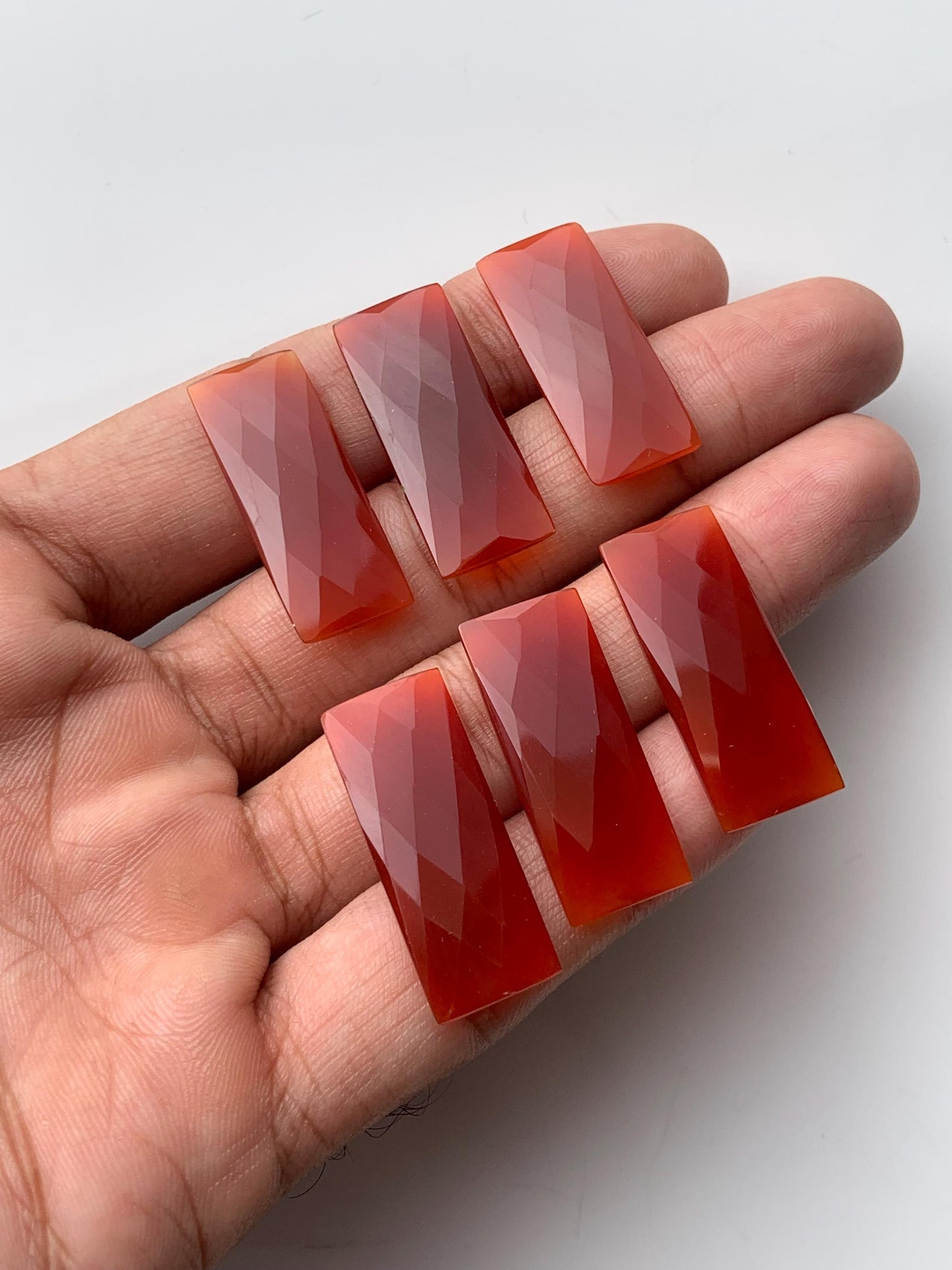 6 Pieces Natural Carnelian faceted Rectangle Shape face drill Gemstone beads, Size 12x60mm Earring making gemstone briolette gift for her