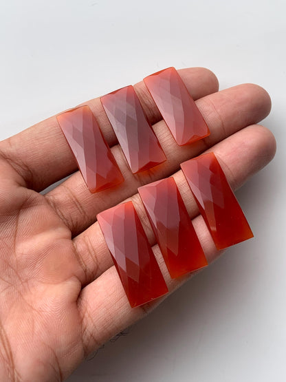 6 Pieces Natural Carnelian faceted Rectangle Shape face drill Gemstone beads, Size 12x60mm Earring making gemstone briolette gift for her