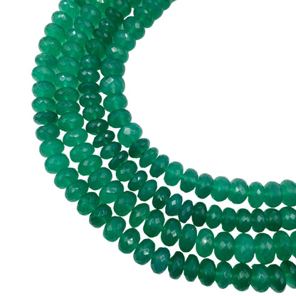 Green Onyx Faceted Rondelle Beads BBI1617 – Natural Semi Precious Gemstones