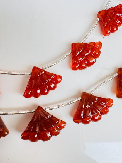 10 pcs Carnelian Triplet Tree Shape Briolette Beads 13x16x5mm for Jewelry Making