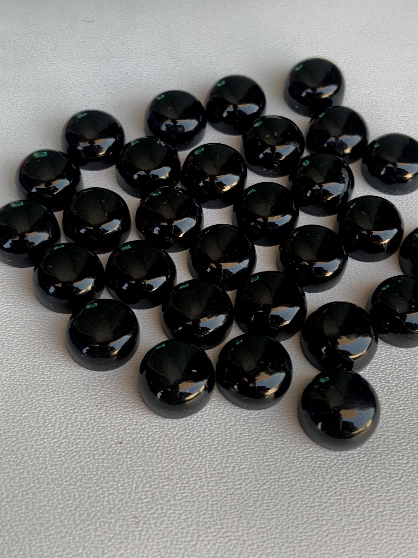 Natural Black Tourmaline Smooth Round Gemstone Cabochon, CALIBRATED Loose Stone Cab, Round Jewelry Making Cabochon Semi Precious Cabochons