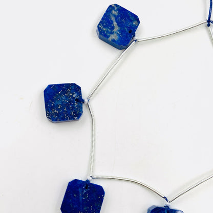6 Pieces Natural Blue Lapis Lazuli Both side Flat Square Gemstone Size 14x5mm jewelry making Stone Drilled gemstone Gift Of Gemstone Jewelry