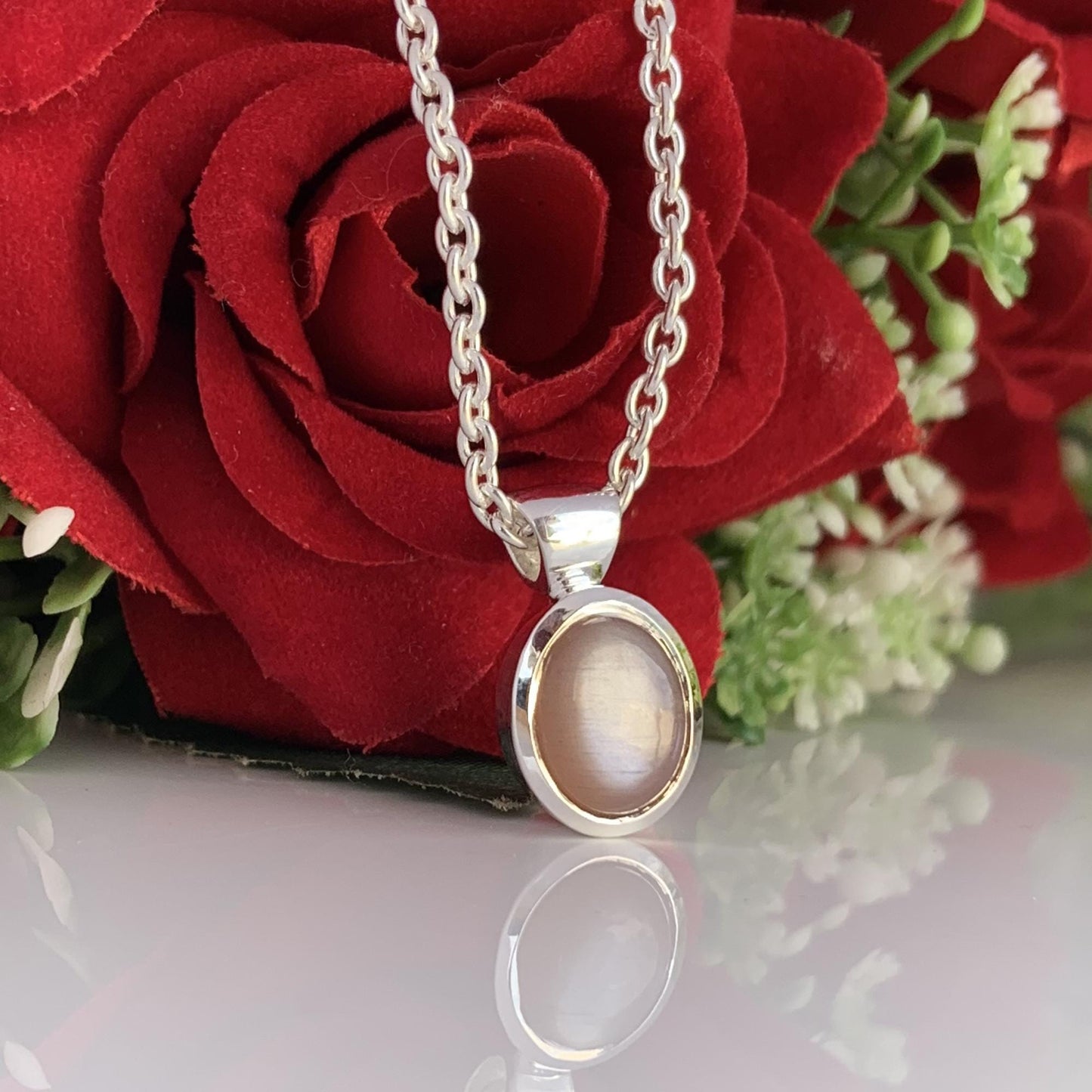 Chocolate moonstone necklace ~ Dainty silver necklace ~ Birthday Gift