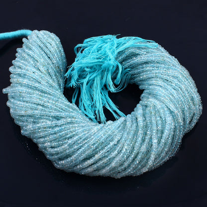 3mm Blue Faceted Aquamarine Rondelle Beads Healing Gemstone Jewelry