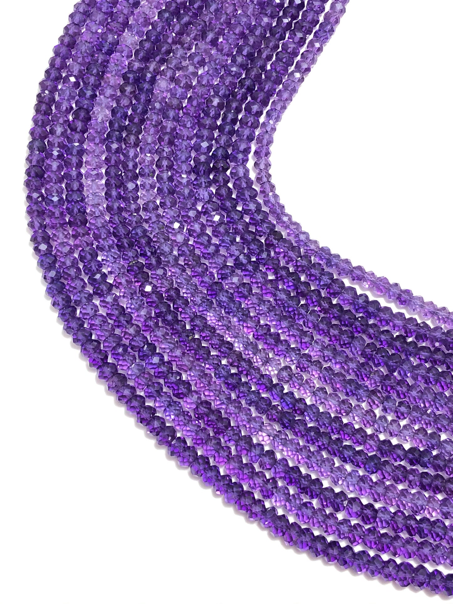 Natural Amethyst Faceted Rondelle Gemstone Beads 13" Strand