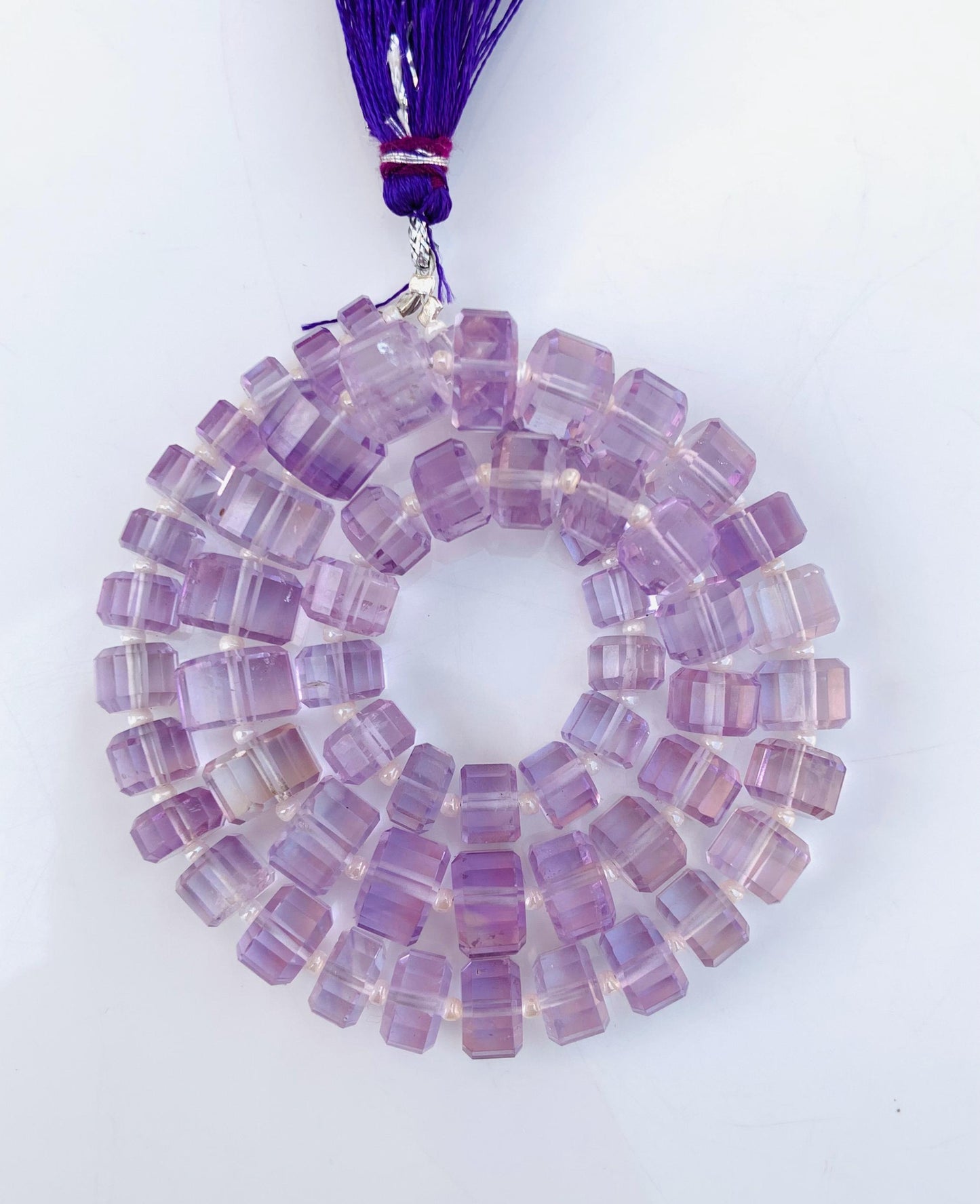 Natural Brazilian Amethyst Faceted Tyre Gemstone Beads 15" Strand