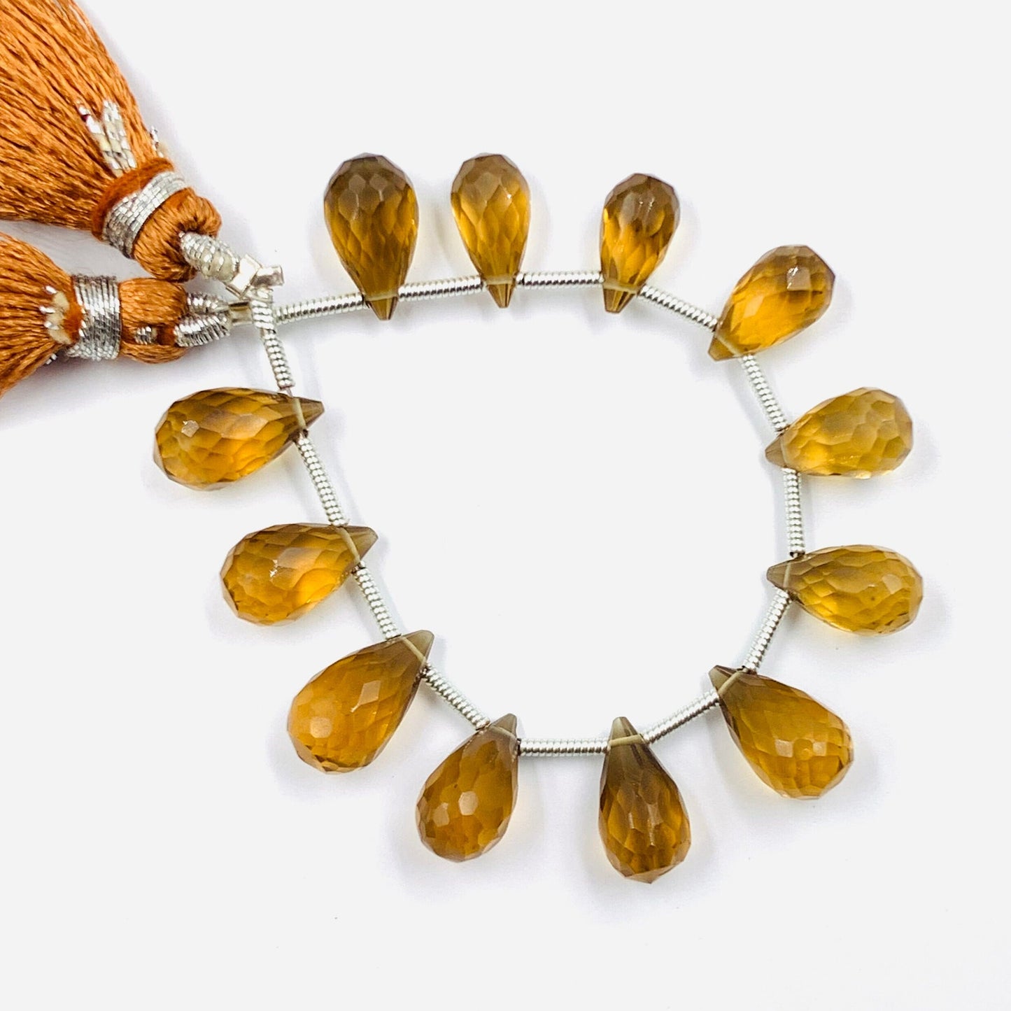 4 Inches Natural Beer Quartz Buds Briolette Beads Drop Shape Faceted Flower Buds Size 5X9mmTo 6X10mm Beer Quartz Drops jewelry Making