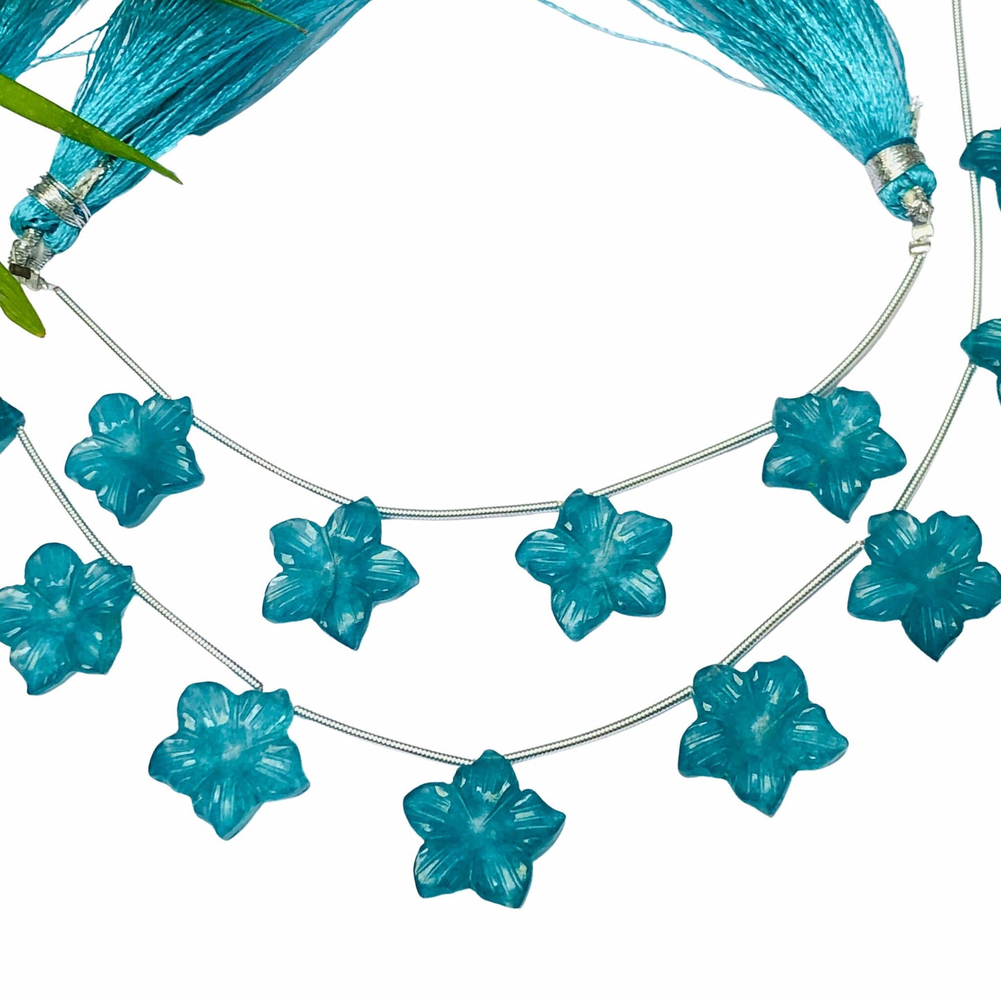Teal Quartzite Carved Flower Shape Briolette Side Drill Beads ,Teal Quartzite Flower Shape Gemstone beads size 15x15x4 mm handmade gemstone