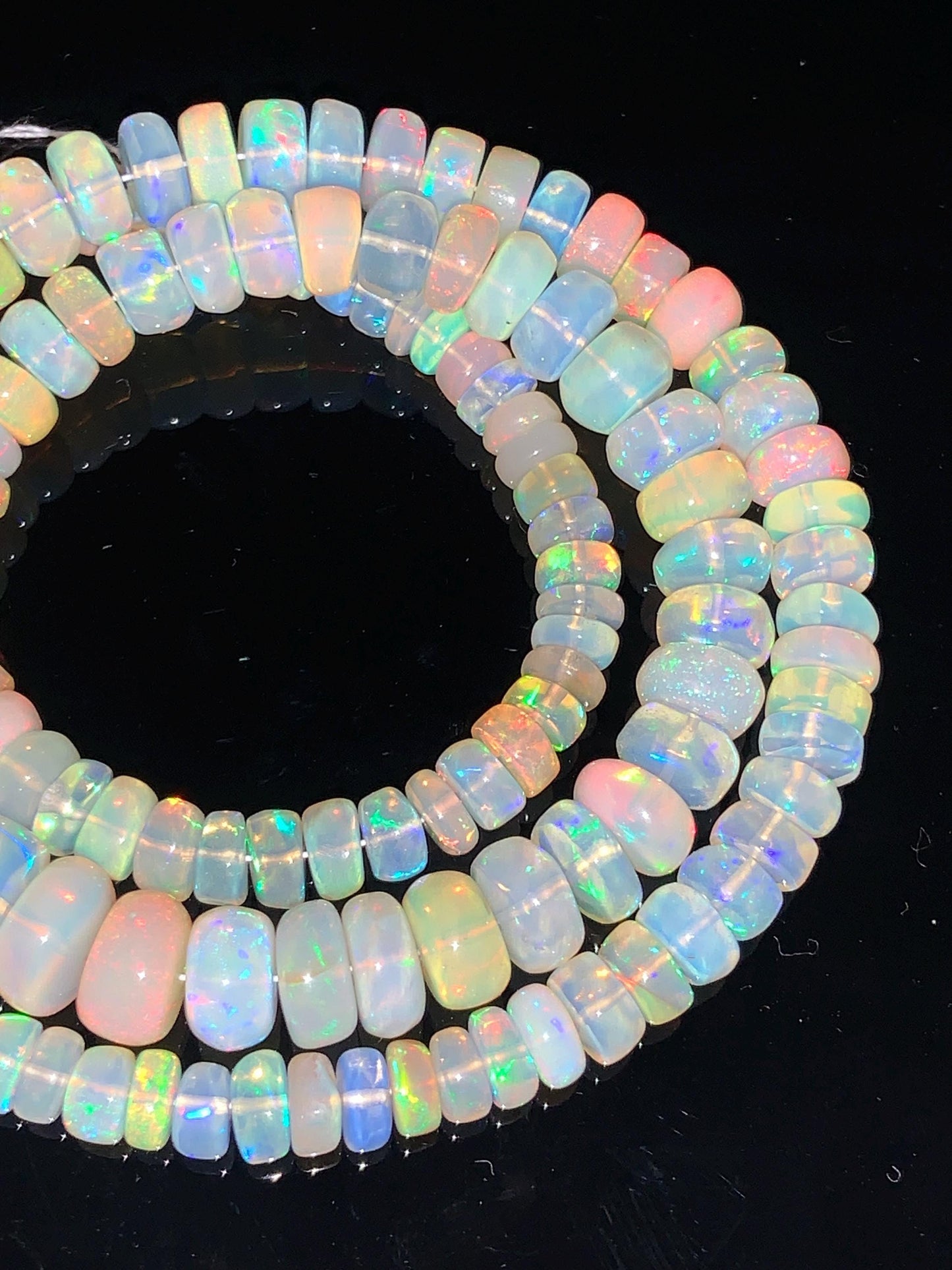 AAA Ethiopian Opal Smooth Rondelle Beads 4mm–8mm