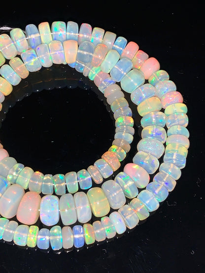AAA Ethiopian Opal Smooth Rondelle Beads 4mm–8mm