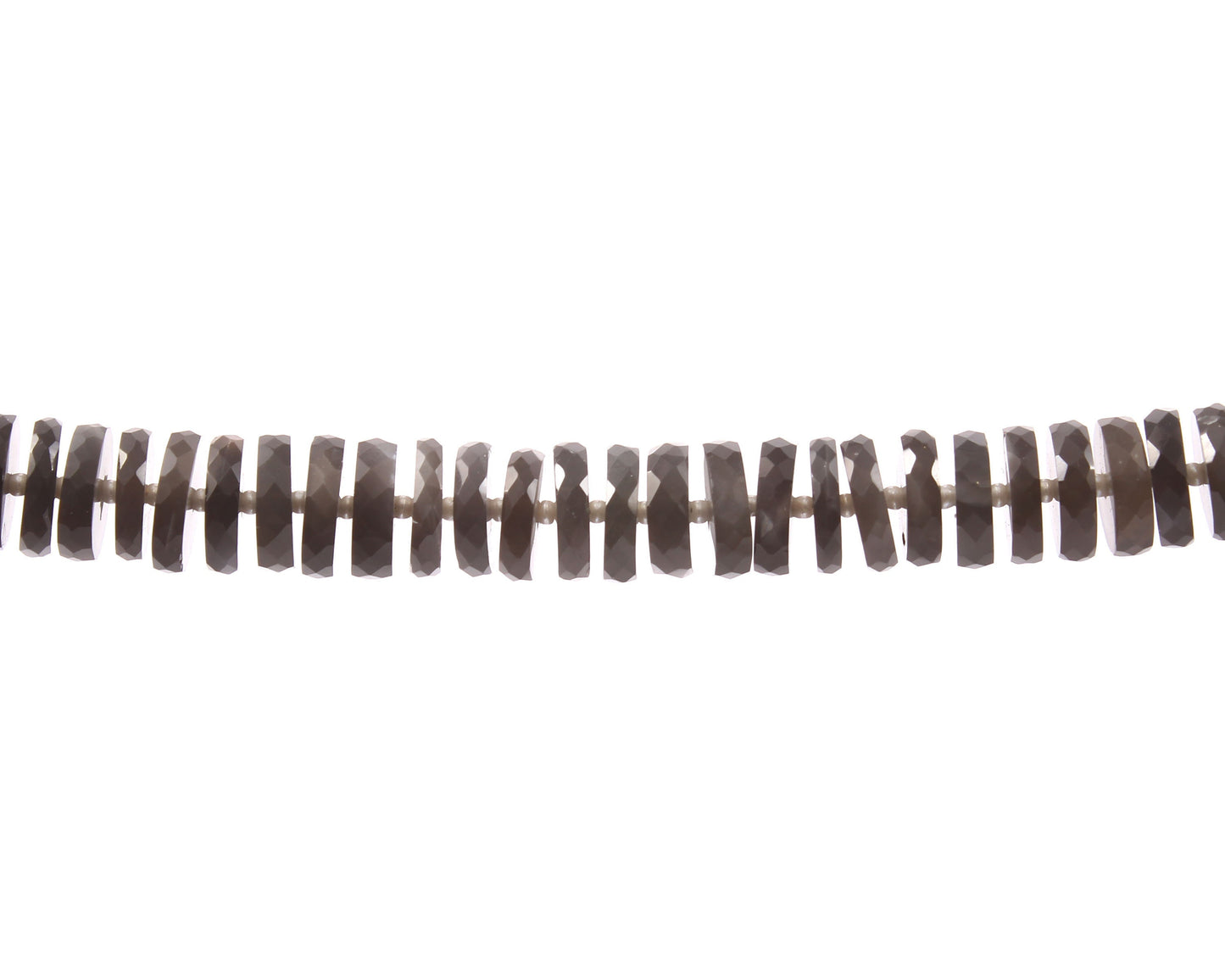 Gray Moonstone Gemstone Tyre Beaded Necklace, Healing Jewelry For Mother, 13mm Gray Faceted Moonstone Necklace