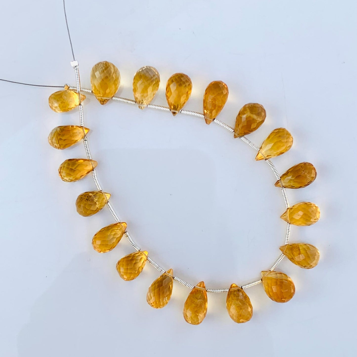 Natural Citrine Faceted Beads 5x8mm–6x9mm | Teardrop Briolette Gemstone Beads