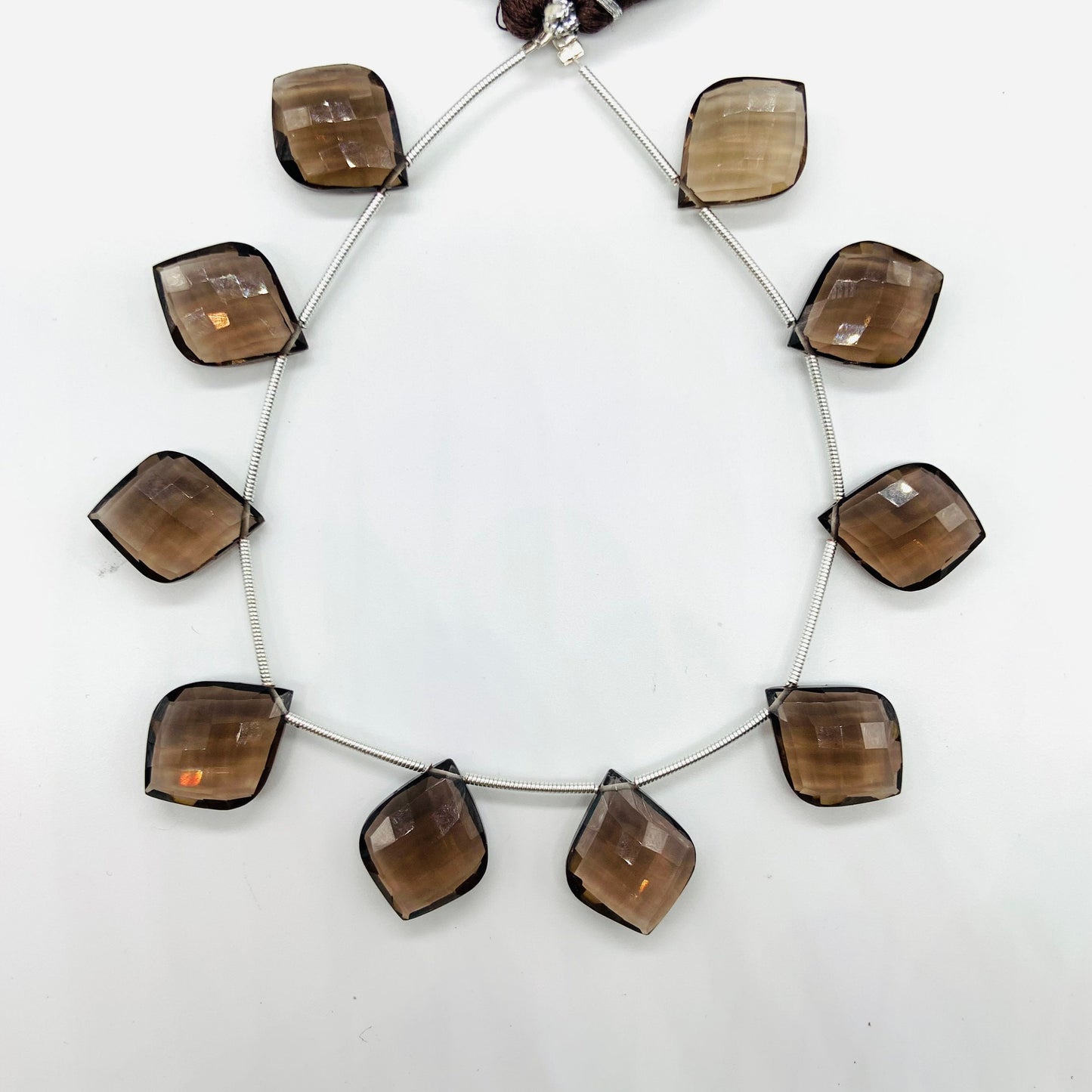 10 Pieces Natural Smoky Quartz Carved Fancy Cut Shape Gemstone Briolette Side Drill Beads Line | Faceted Gemstone Beads. BBI1002