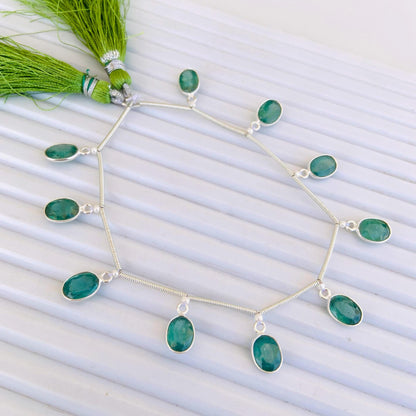 Natural Green Kyanite Oval Bezel Connector | Faceted Cutstone | 10 Pcs