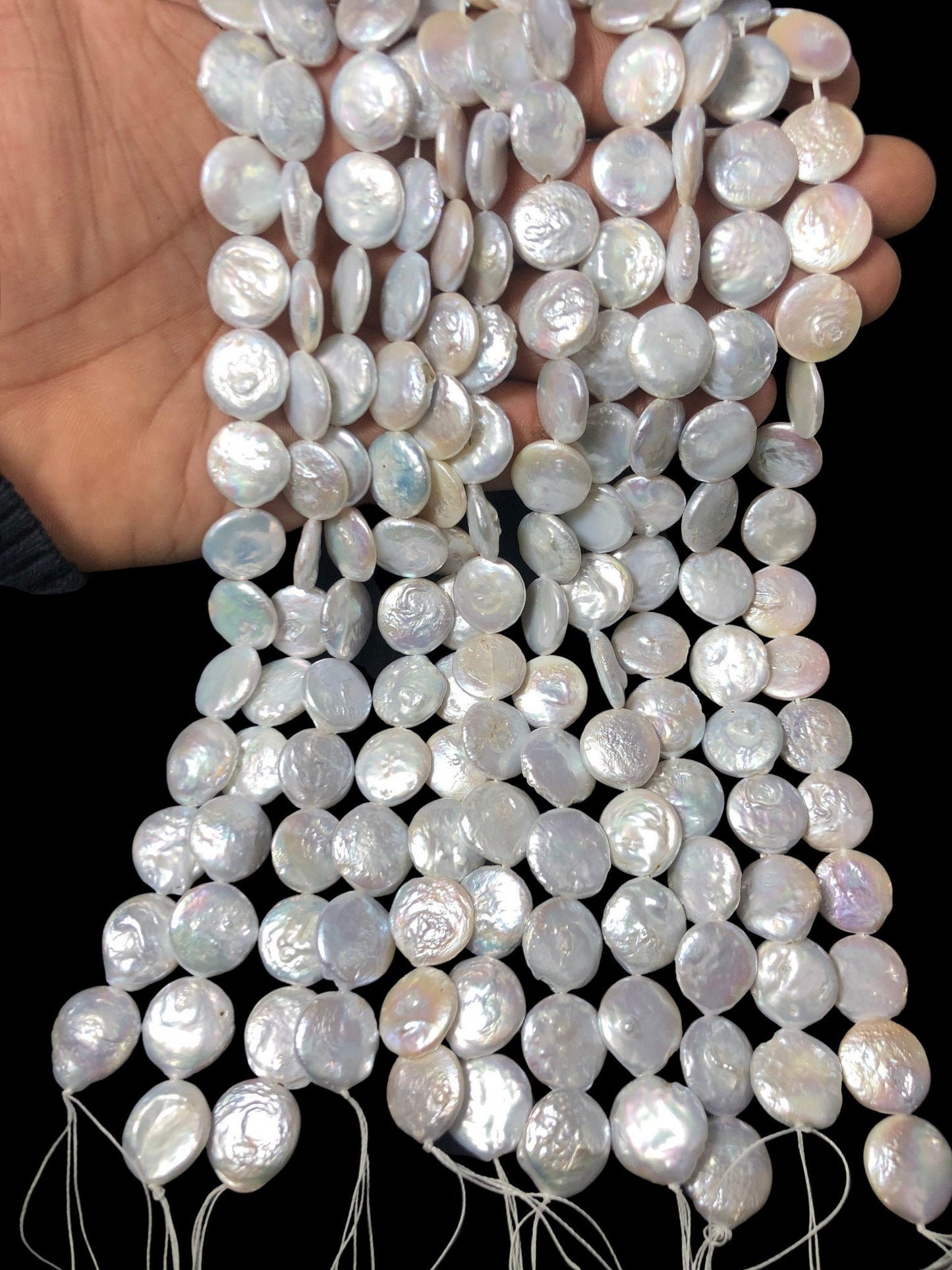AAA Natural fresh water pearl 15mm coin shape pearl Real nice quality Beautiful natural Gray color pearl bead Full strand 15” Women Jewelry