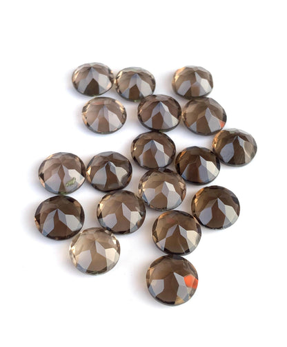 Natural Smoky Quartz Faceted Round Shape Cut Stone CALIBRATED Loose Stone Cut Round Jewelry Making Semi Precious Cut Stone for Earrings