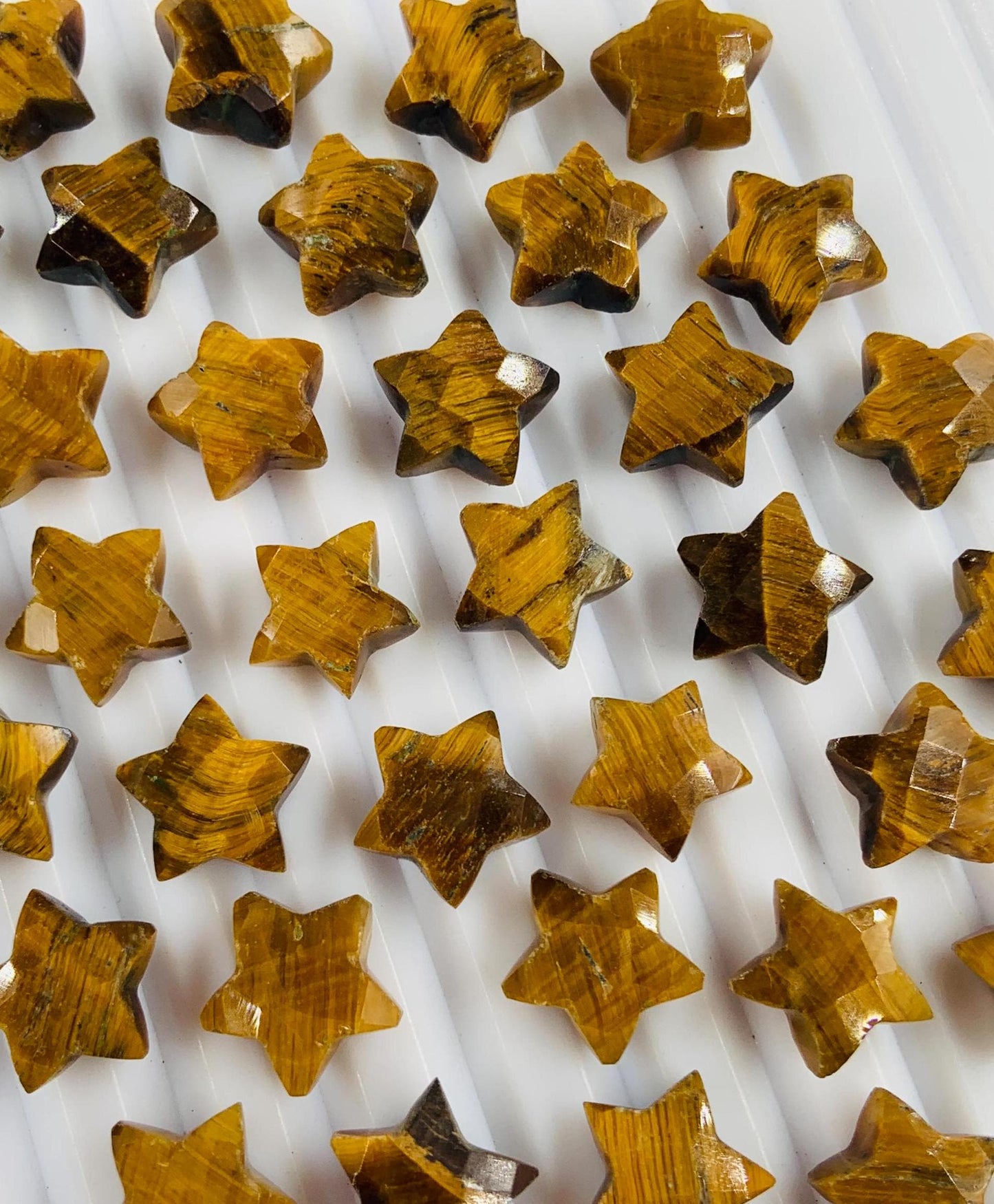 Tiger Eye Star Gemstone Beads – 10mm Loose Carved Stars for Jewelry