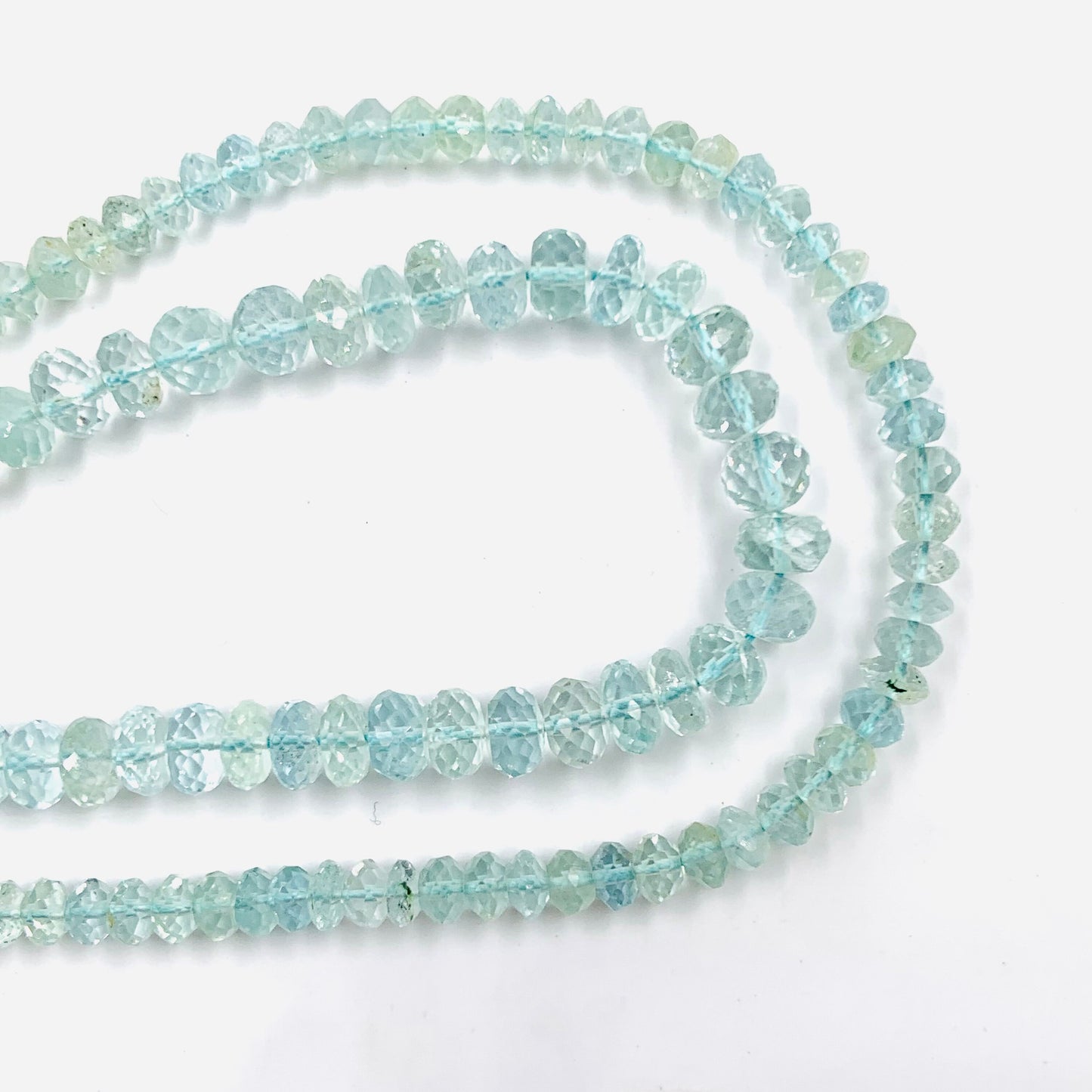 Natural Blue Aquamarine Faceted Rondelle Gemstone Beads