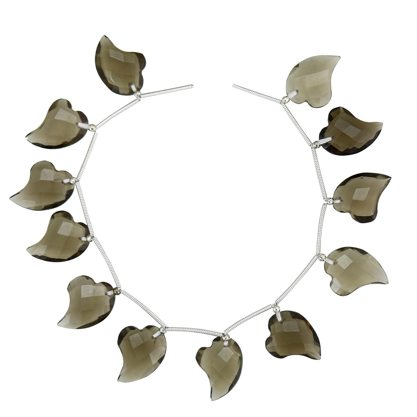 12 pcs Smoky Quartz carved HEART Shape facetted Briolette | Wholesale Natural Gemstone Beads | Face Drill | High Quality | Jewelry Making