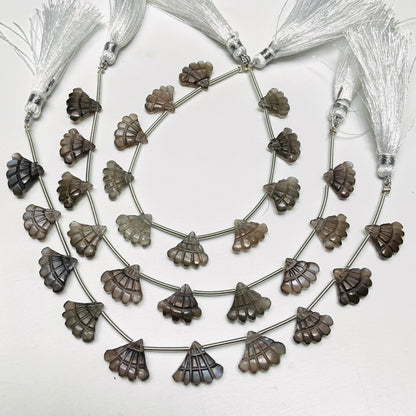 10 Pcs Natural Grey moonstone Triplet Carved Tree Shape Briolette Side Drill Beads Size 13x16x5mm fancy shape briolette for jewelry making