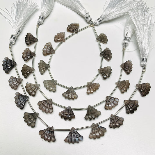 10 Pcs Natural Grey moonstone Triplet Carved Tree Shape Briolette Side Drill Beads Size 13x16x5mm fancy shape briolette for jewelry making