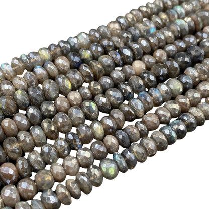 AAA Blue Flash Labradorite Rondelle Beads, Faceted Gemstone Strand, 16 Inch