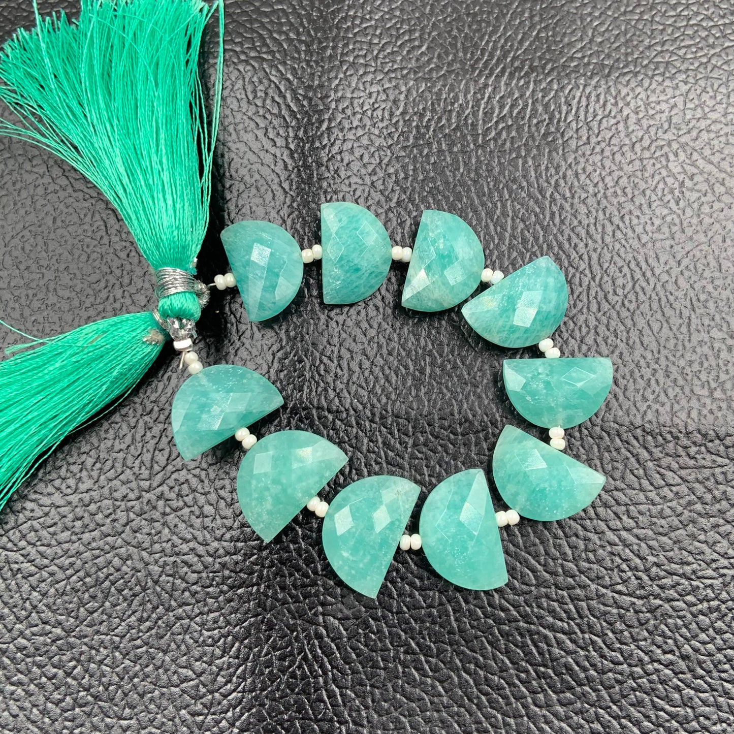 10 pcs Natural Amazonite straight drill D shape (half moon ) briolette faceted Amazonite Gemstone size 10X16mm handmade gemstone for jewelry