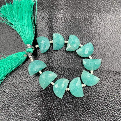10 pcs Natural Amazonite straight drill D shape (half moon ) briolette faceted Amazonite Gemstone size 10X16mm handmade gemstone for jewelry