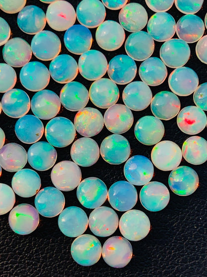 Natural Ethiopian Opal Smooth Round Gemstone Cabochon, CALIBRATED Loose Stone Cab, Round Jewelry Making Cabs Semi Precious Cabochon for ring