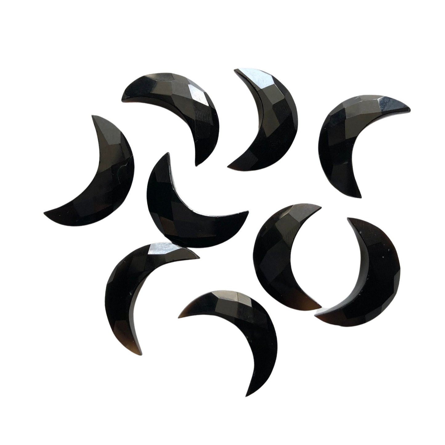 2 Pcs Natural Black Onyx Faceted Crescent moon gemstone, carving gemstone, Hand Carved Briolette gemstone, moon shape gemstone Size 7x16 mm