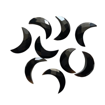 2 Pcs Natural Black Onyx Faceted Crescent moon gemstone, carving gemstone, Hand Carved Briolette gemstone, moon shape gemstone Size 7x16 mm