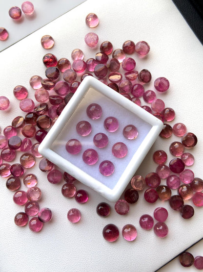 Natural Pink Tourmaline Smooth Round Gemstone Cabochon, CALIBRATED Loose Stone Cab, Round Jewelry Making Cabochons Semi Precious Cabochons